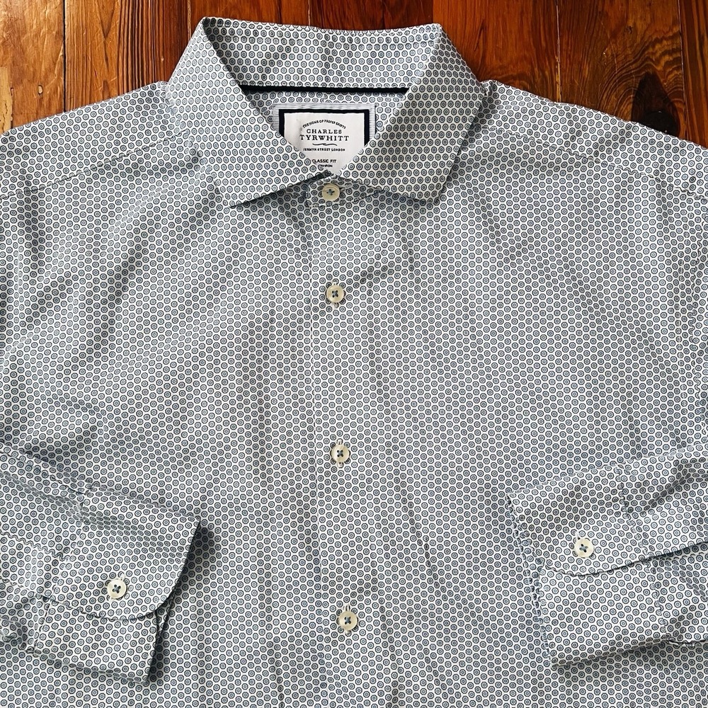 Charles Tyrwhitt Classic Fit Long Sleeve Button Up Dress Shirt Mens XL Cotton